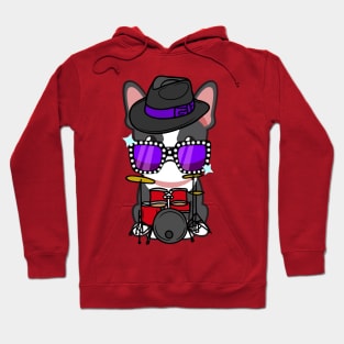 Cute French Bulldog jamming on the drums Hoodie